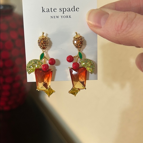Kate Spade Sweet Treasures Drop Earrings NWT Cocktail Glasses MSRP $128 - Picture 8 of 16